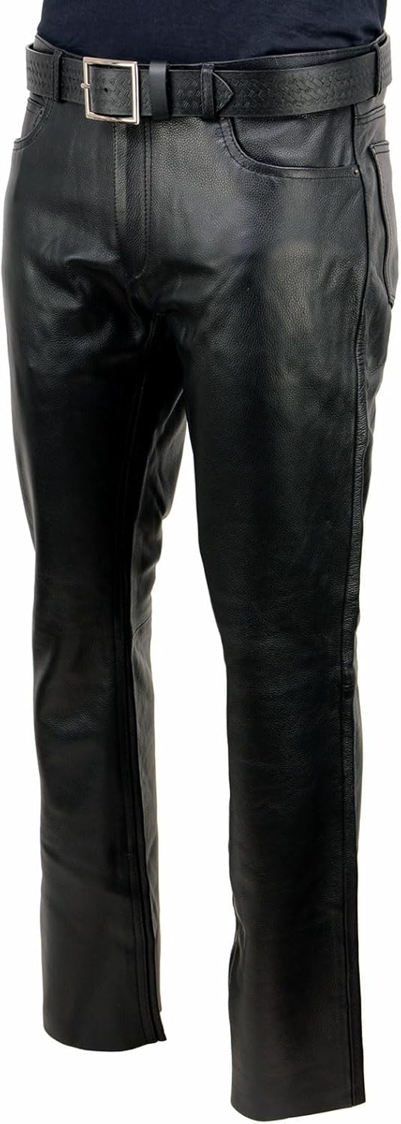 Milwaukee Leather LKM5790 Men'S Black Classic 5 Pocket Casual Motorcycle Leather Pants - 36