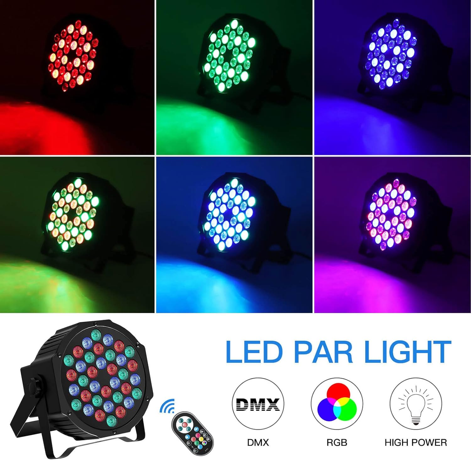 LED Par Light, Stage Lights Party Light Strip 36Pcs LED RGB DMX512 Control, Disco Light Spotlight for Stage DJ Party Show Bar Halloween Christmas (4 Packs) image number 5