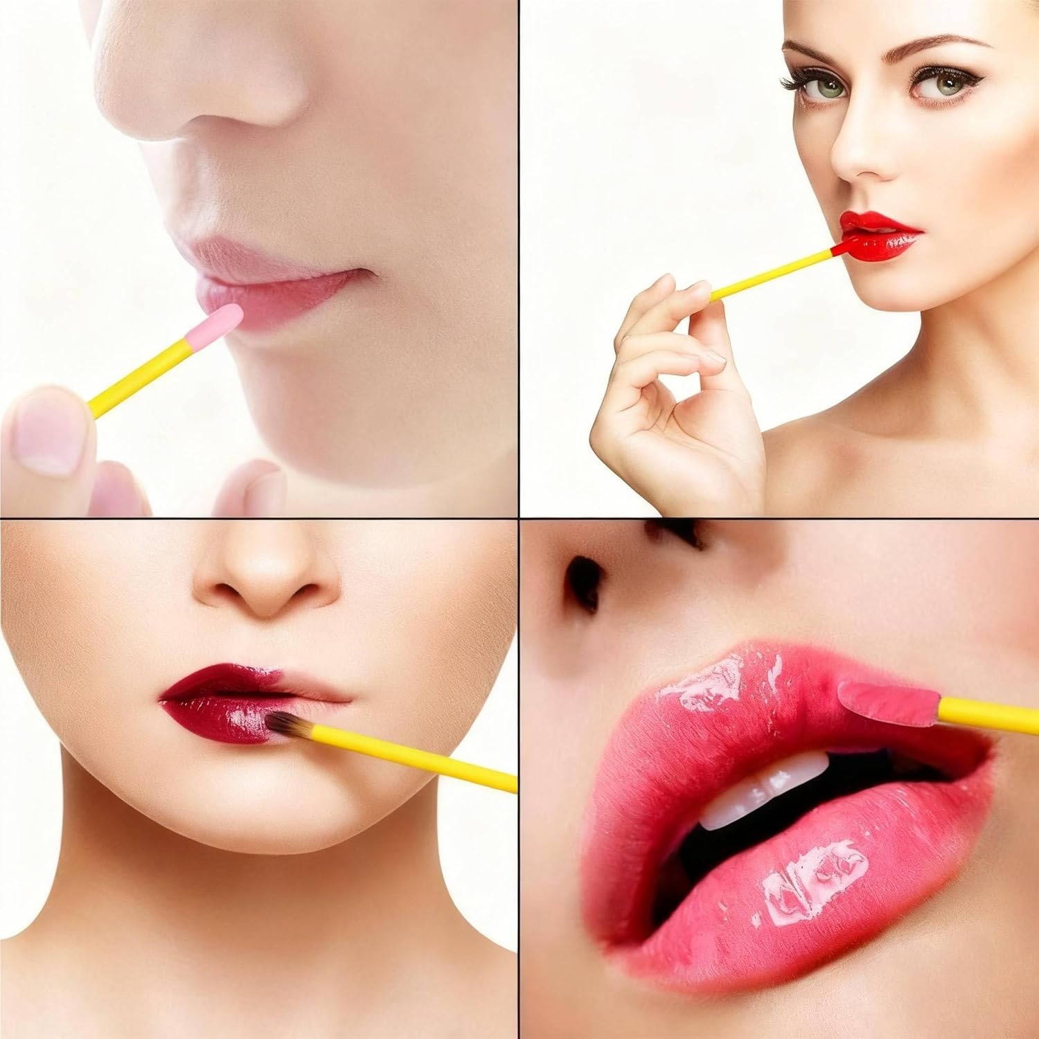 Pack of 400 Lip Brushes, Betterjonny Make-Up Lipstick Brush, Lip Gloss, Concealer Brush, Lipstick Stick Applicator, Lip Applicator Tool for Perfect Lip Makeup (Yellow)