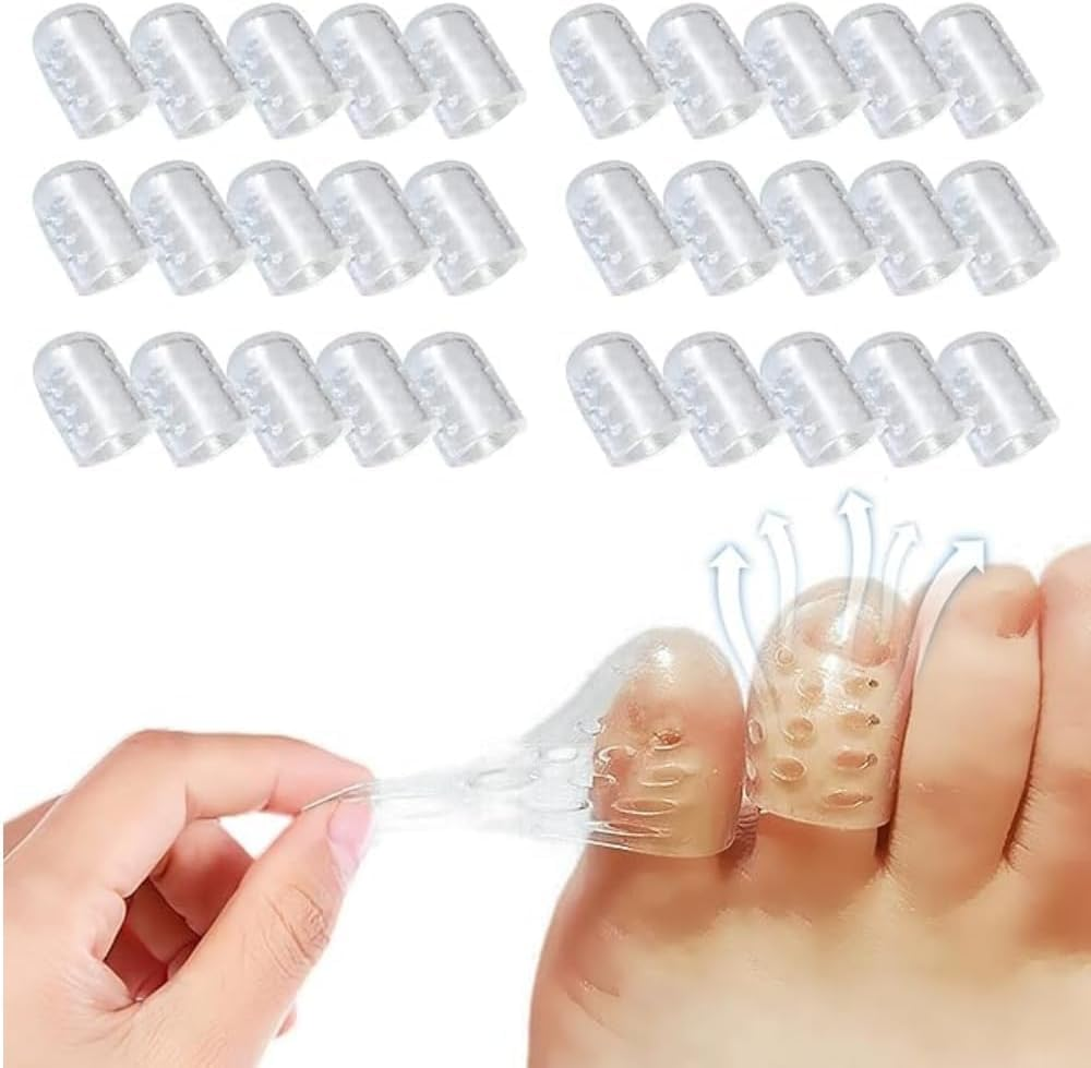 30 Pcs Silicone Toe Protectors, Breathable Toe Caps, Prevent Blisters, Provide Relief from Falling Toenails, Corns, Hammer Toes, Anti-Friction, Gel Toe Separators for Men and Women(Clear) image number 1