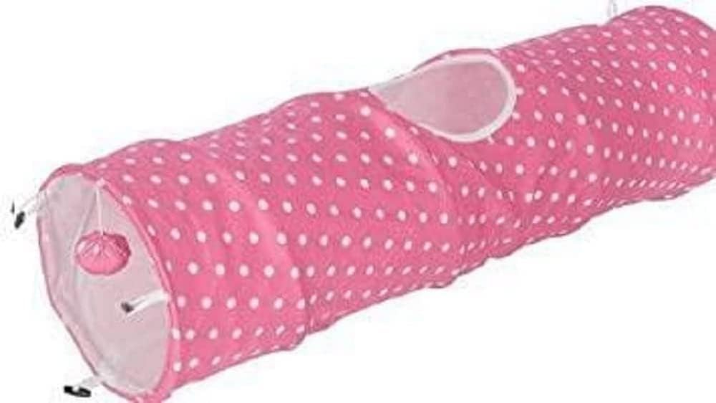 Kerbl Cat Tunnel, 100 X 25 Cm, Pink/White, Puntino image number 3