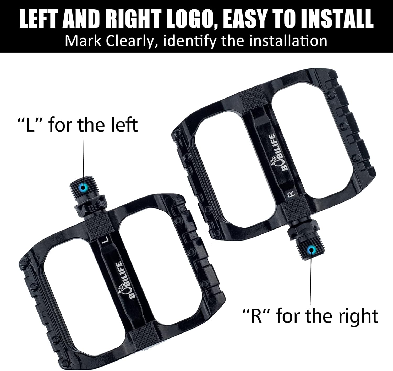 2 Bearings Mountain Bike Pedals - MTB Pedals Bicycle Flat Pedals Aluminum 9/16" Sealed Bearing Lightweight Platform for Road Mountain BMX MTB Bike image number 2