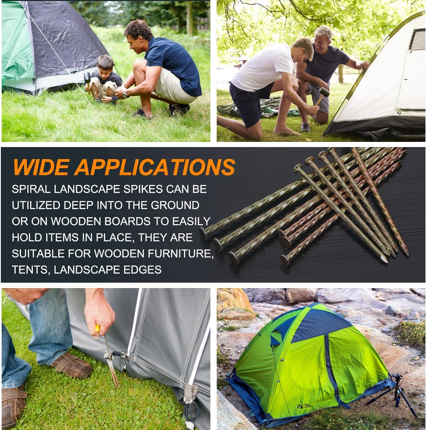 40Pcs Artificial Turf Stakes Galvanized Metal Spiral Landscape Spikes Set, 5" Landscape Anchor Spikes Edging Garden Nails for Lawn Fabric, Fake Landscaping Grass, Artificial Turf image number 2