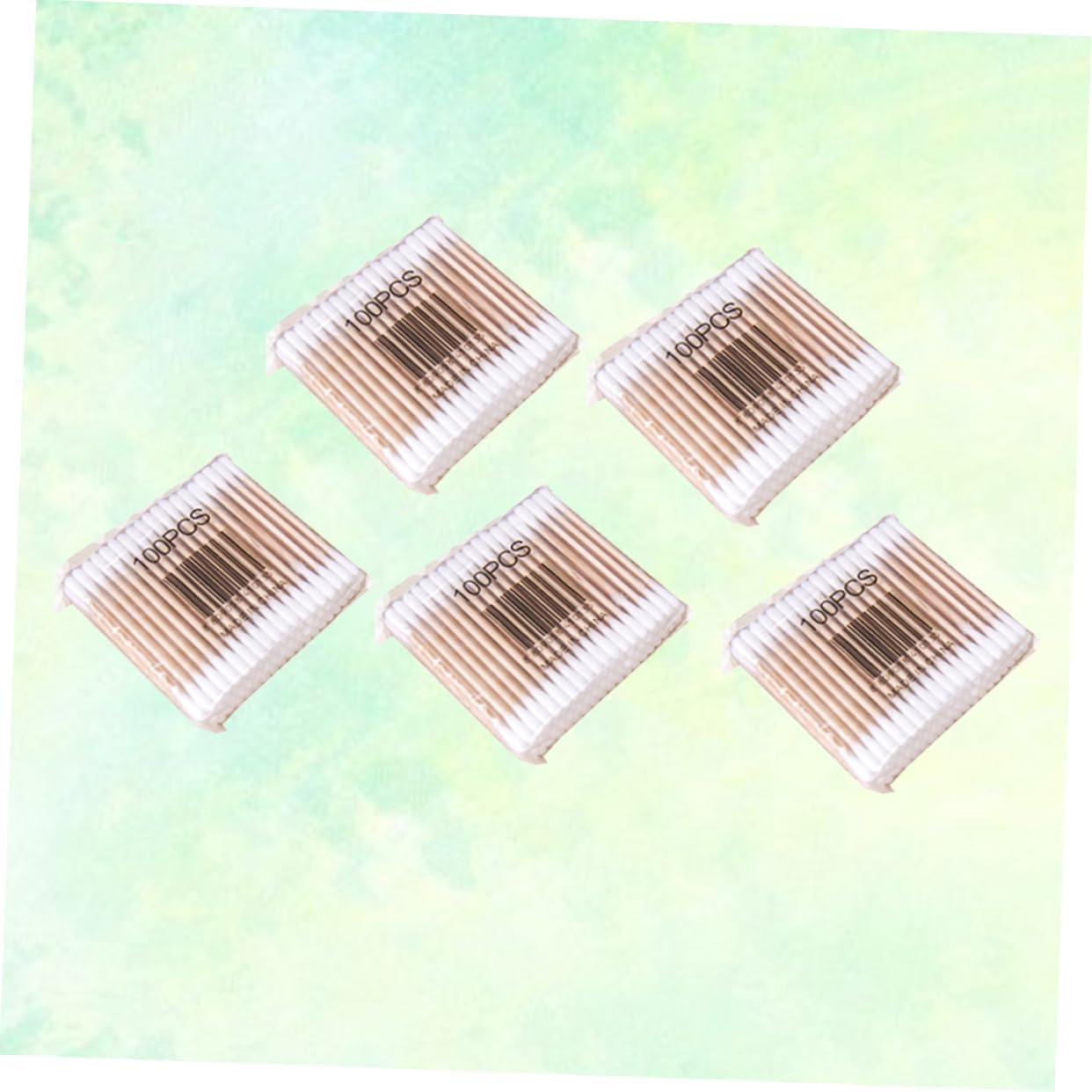 NOLITOY 500Pcs Wooden Stick Cotton Buds Double-Ended Makeup Removal Swabs for Ages 5 Packs (100Pcs Each) - White image number 2