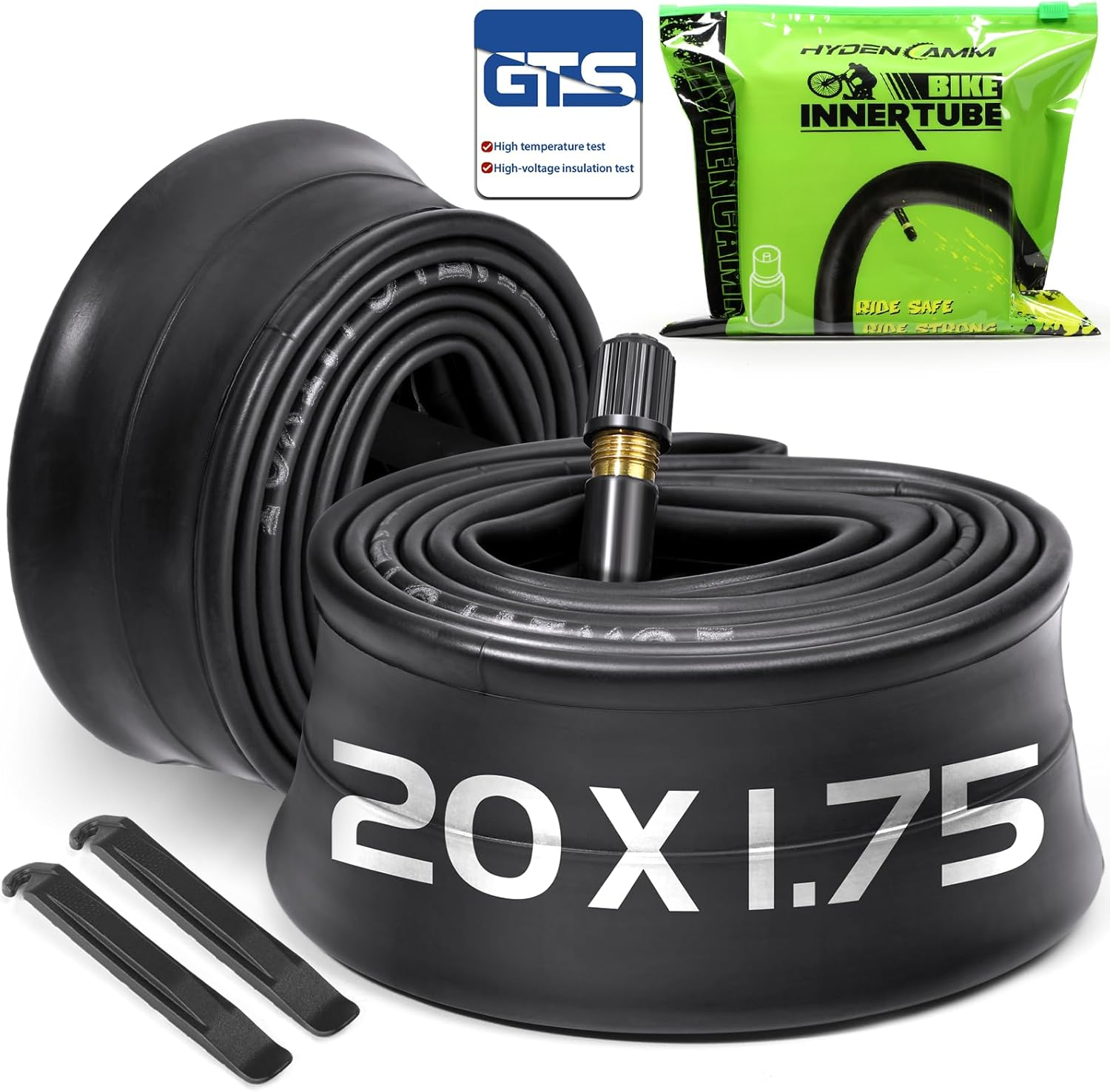 2 Pack 16'/ 20'/ 24'/ 26' X1.75/1.95/2.10/2.125 Bicycle Tube with 2 Tire Levers, Bicycle Tube with 32Mm Schrader Valve, Butyl Rubber Inner Tube for Road/Mtb/Kids Bike by Hydencamm(2 of One Size) image number 1