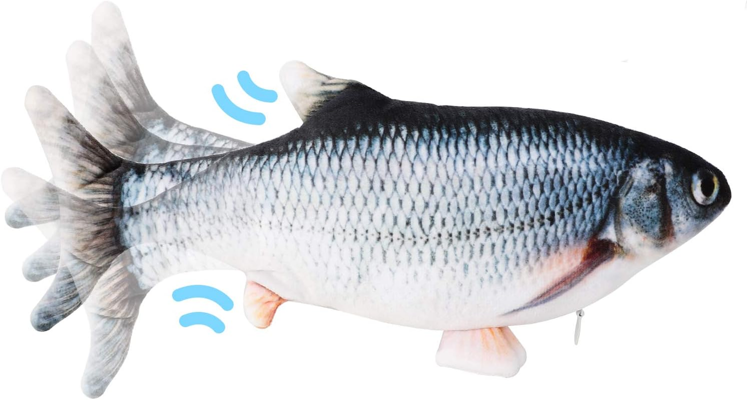 Ruolan Tiny Tuna Cat Toy, Electric Floppy Fish Catnip Kicker, Moving Realistic Plush Simulation Wagging Toy, Motion Kitten Toy, USB Charged (1PCS, Blue) image number 2