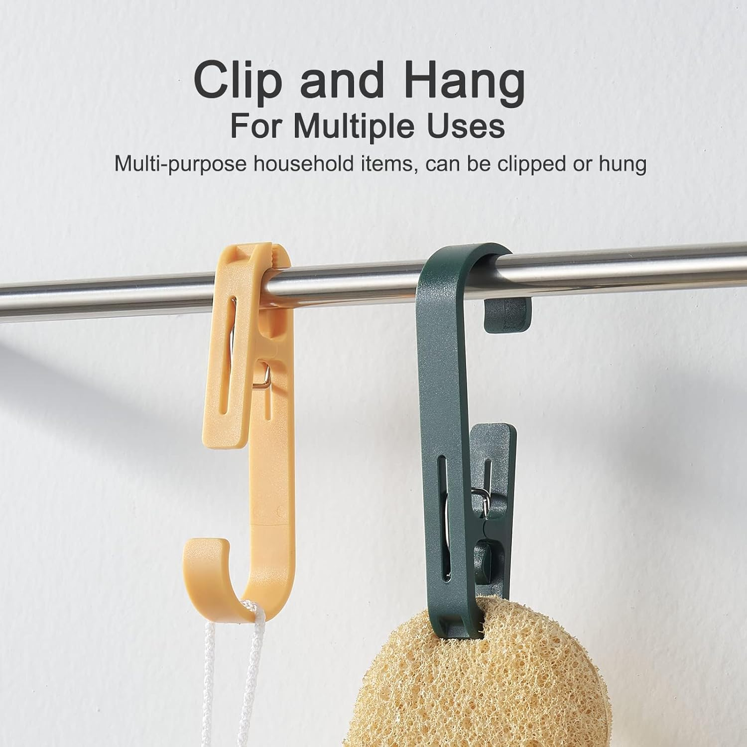 Large Clothes Pins Towel Clips, 8 Pcs Multipurpose Clothes Pins Hook, Strong Plastic Clothes Hanger. S Hook for Shower Curtain Laundry Clothes Pins image number 2