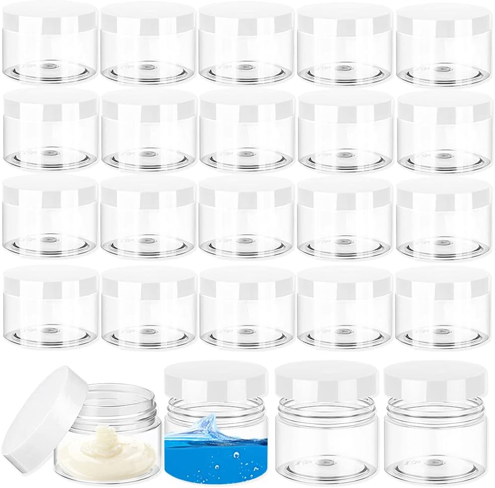 24 Pcs 1Oz Plastic Cosmetic Jars,Round Leak Proof Clear Container with Lid,Wide-Mouth Refillable Small Storage Containers for Slime,Cosmetic,Lotion,Candy,Craft image number 5