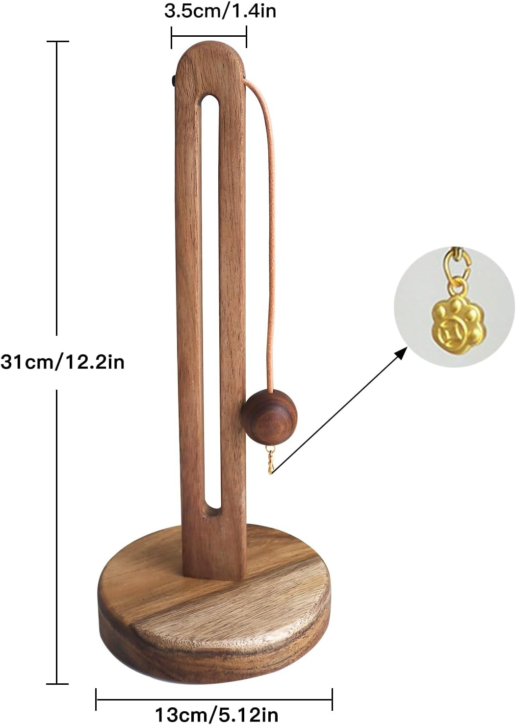 Wooden Kitchen Roll Holder Free Standing, Acacia Wood Paper Towel Stand for Counter, Non-Slip Towel Roll Holder, Farmhouse Organizer Fits Most Size Paper Rolls image number 1