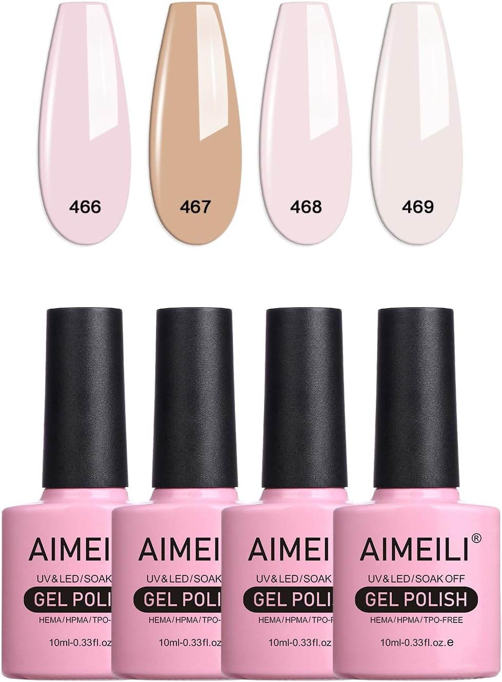 AIMEILI Neutral Colors Gel Nail Polish Soak off U V LED Hema Free Gel Nail Art DIY Gel Nail Manicure Kit Set of 4Pcs X 10Ml - Kit Set 23 image number 6