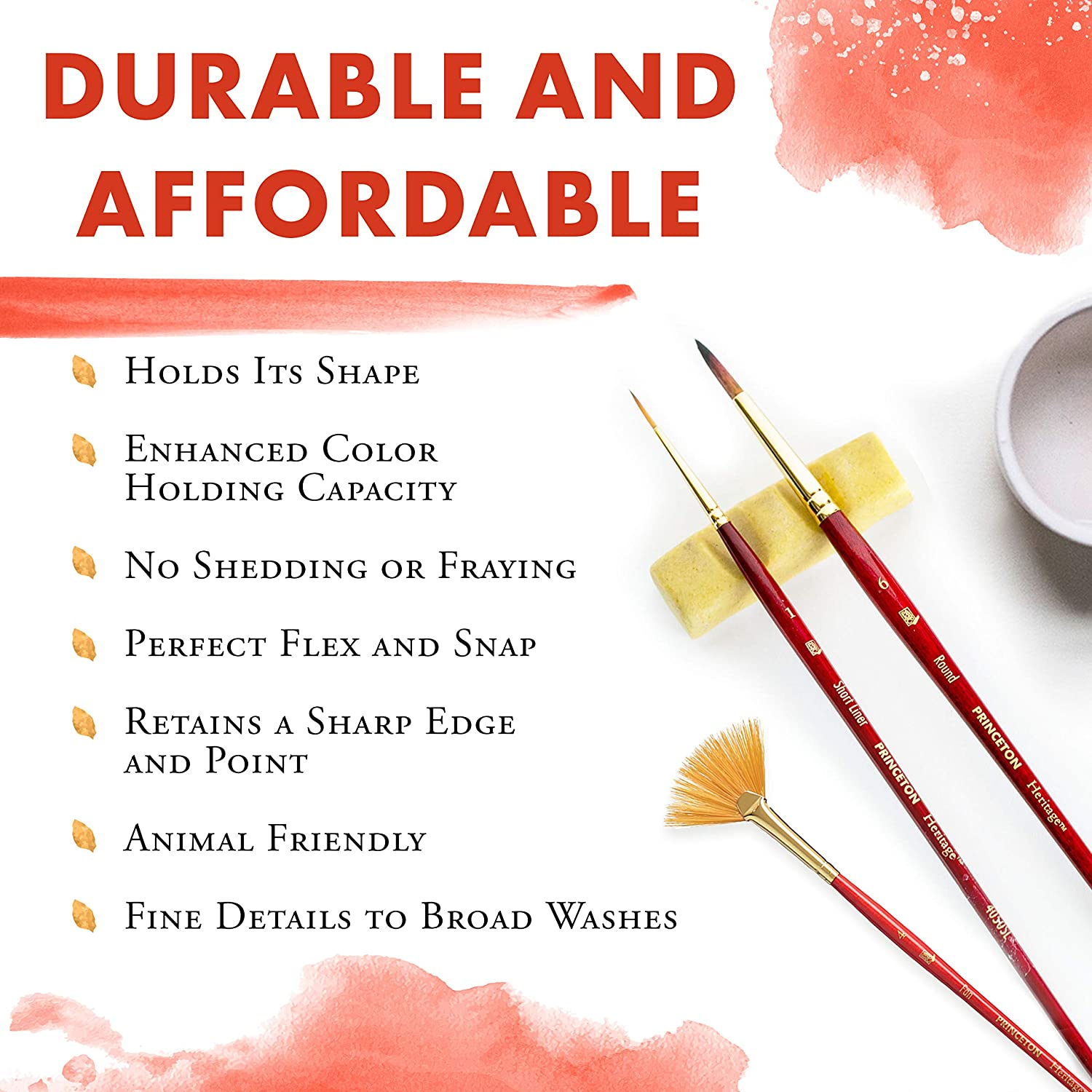 Princeton Heritage Synthetic Bristles Short Handle Professinal Paint Brush (Set of 4) image number 4