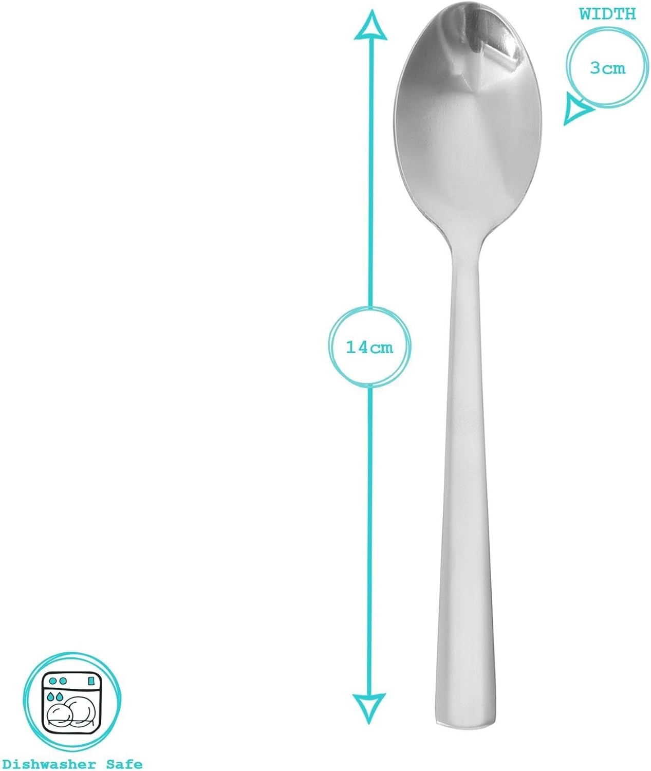 Argon Tableware Tondo Stainless Steel Teaspoons - 14Cm - Pack of 6 - Silver Tea Spoons High Polished Metal Dishwasher Safe 6-Piece Tea Coffee Sugar Cutlery Set image number 2