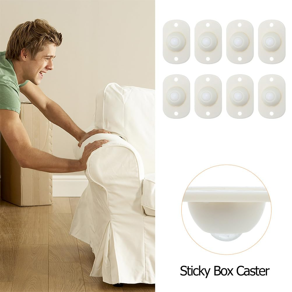 TOPPERFUN 12Pcs Self Adhesive Casters, 360&deg;Swivel Mini Appliance Roller, Smooth Swivel Universal Wheel, Trash Can Sticky Pulley Silent Small Swivel Wheel for Kitchen Appliance Transfer image number 5