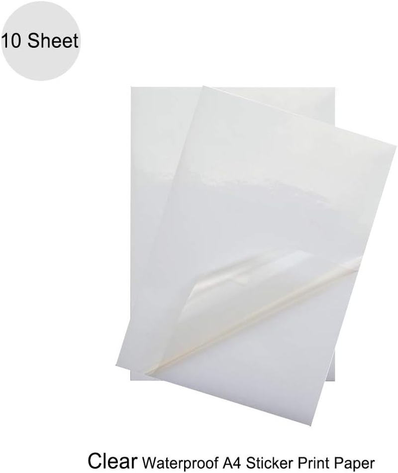 Sticker Paper Quality Waterproof A4 Clear Self Adhesive Sticky Back Label Printing Paper Sheet Inkjet Laser Printable (Transparent) image number 2