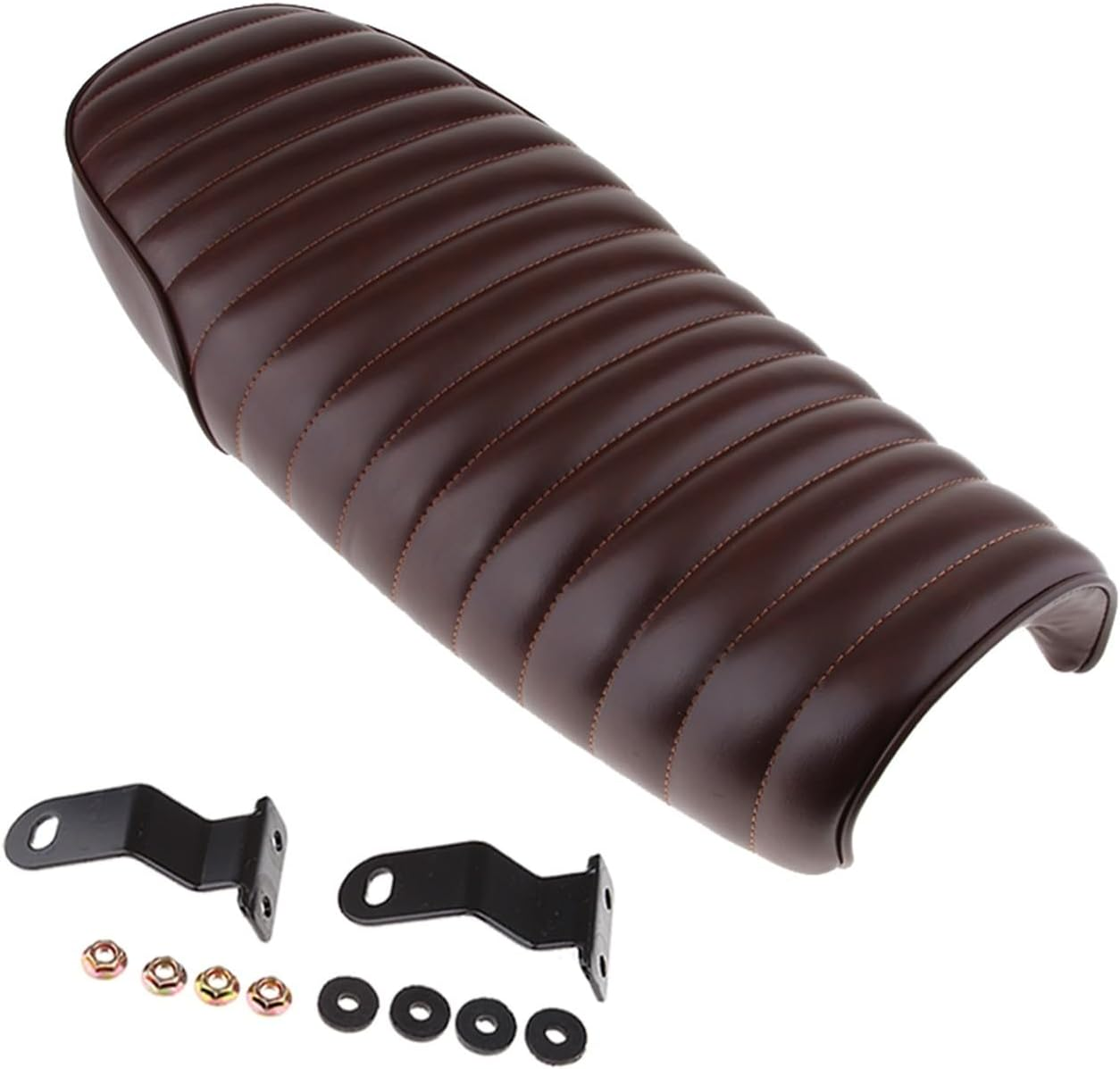 KANGYEBAIHUODIAN Fit for Motorcycle Dirt Bike ATV Seat Stripe Style Nonsilp Saddle Motorbike Cafe Racer Cushion Pad Seat - Vintage Brown image number 1