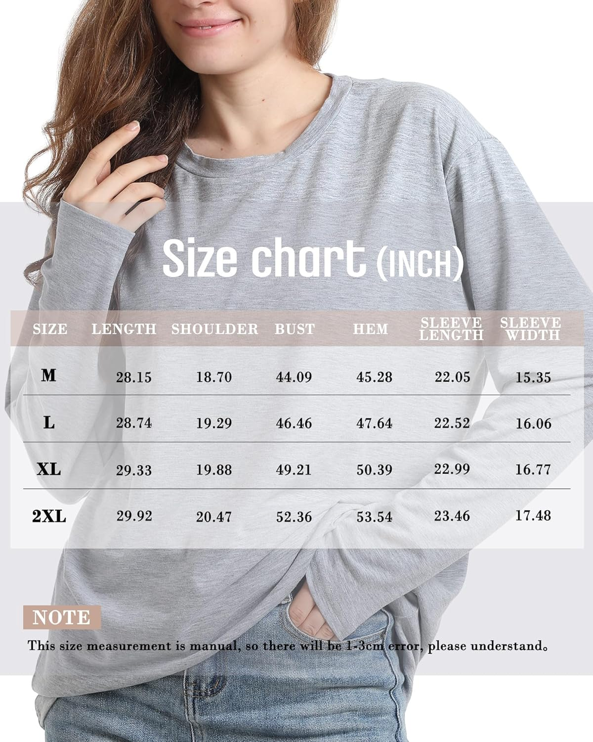 3 Pack Women Oversized T Shirts Long Sleeve Crewneck Tee Basic Tops Y2K Clothes for Fall Winter Casual Workout image number 5