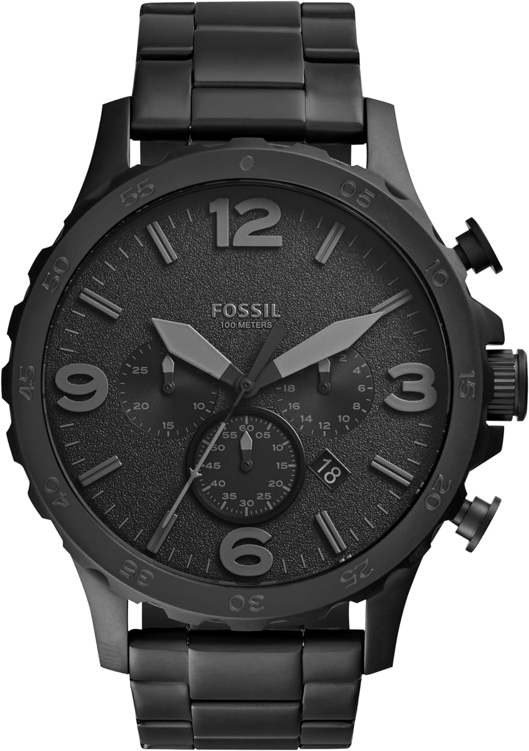 Fossil Men'S Nate Stainless Steel Analogue Watch, Black