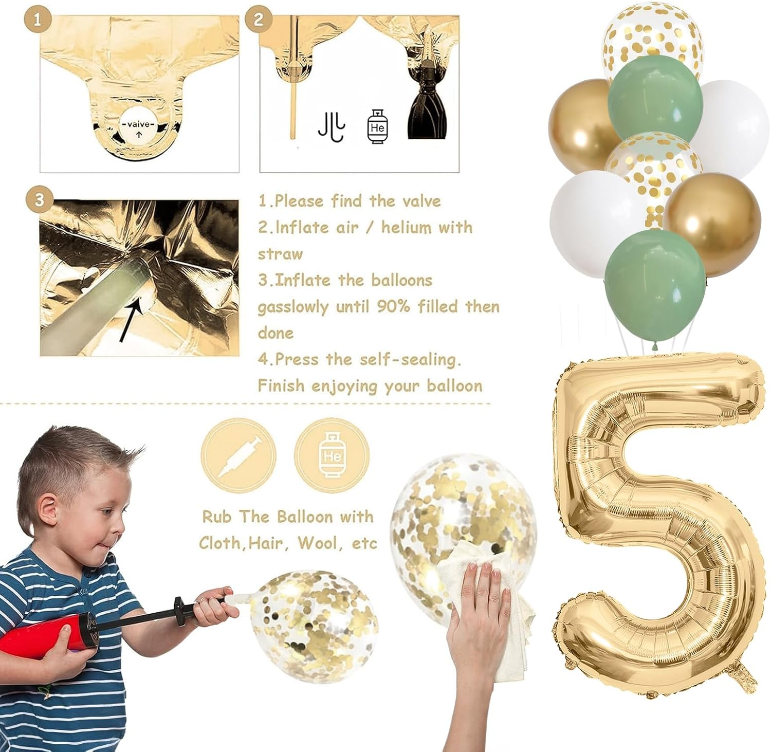 Sage Green 50Th Birthday Decoration with Banner, Garland, Number 50 Balloons, Cake Decoration, Gold Party Balloons for 50 Years Celebration - 18Th Green Gold image number 3