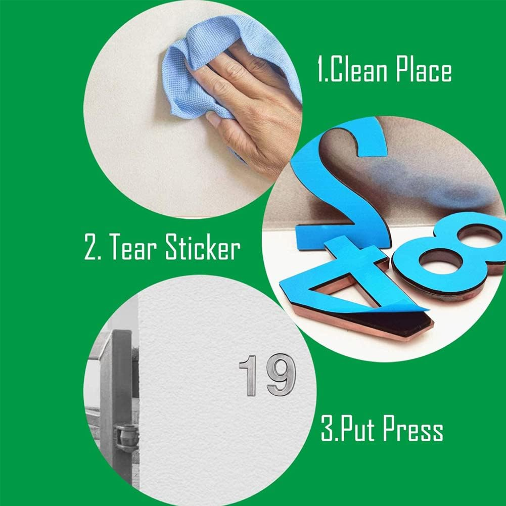 Tope 4 Inch 3D Mailbox Number, Silver Waterproof Self Adhesive 3D Number Stickers House Room Door Number for Home Apartment Cabinet Table Mailbox Outdoor Indoor Use (No.1)