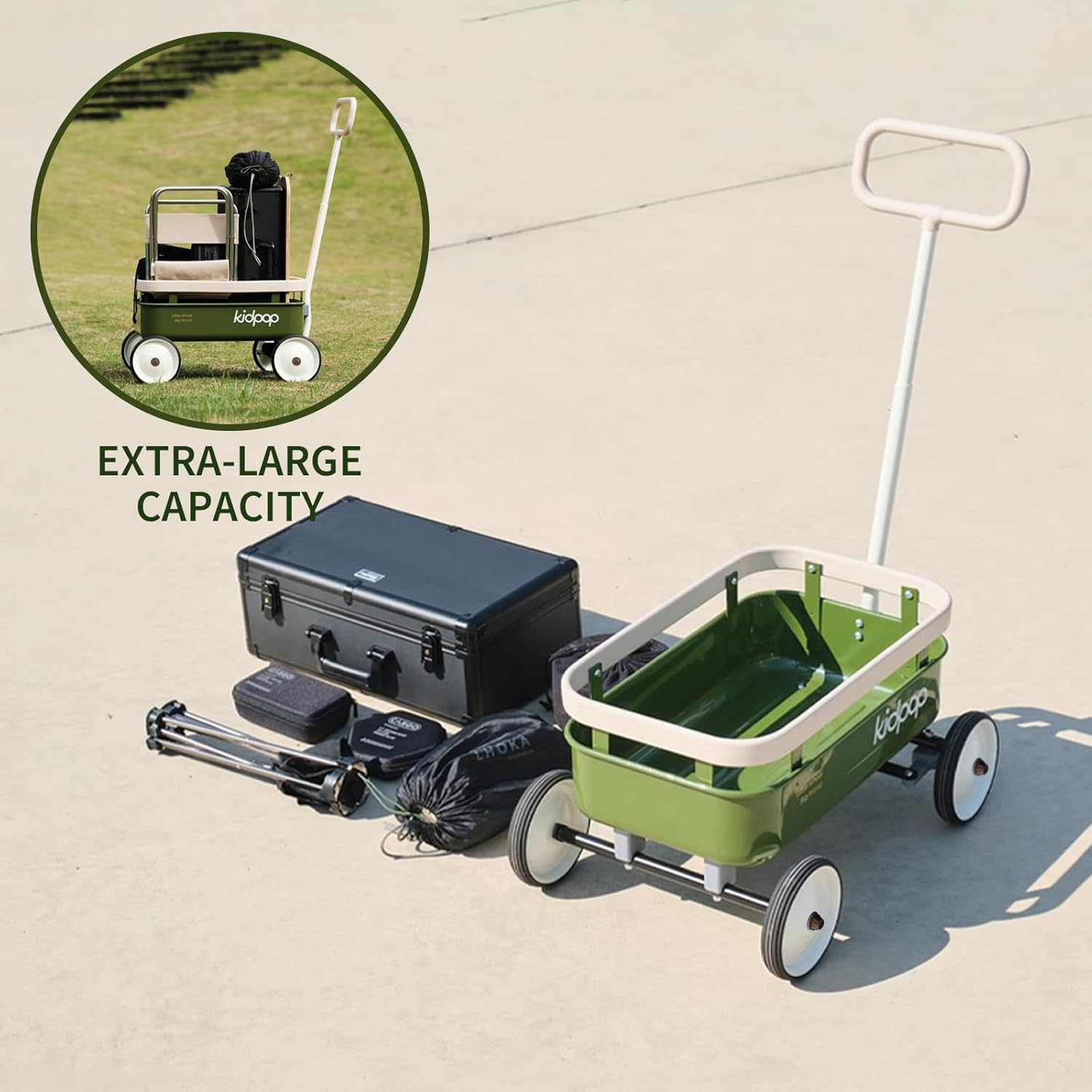 Pula-Wild 3-In-1 Kids' Pull-Along Wagon Toddlers Push Walker for 2.5-8, Removable Wooden Cover and Adjustable Handlebar, Birthday Gifts Max Weight 33 Lbs (White) image number 2