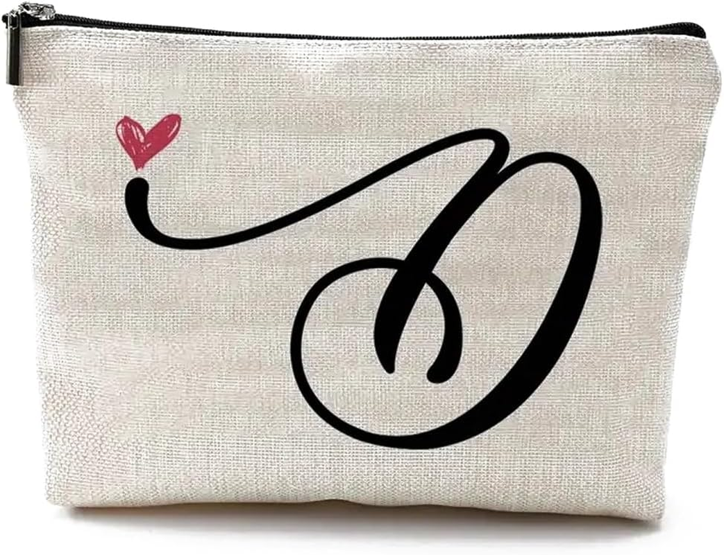 LAKYMIE A-Z Personalised Cosmetic Bag, Small Make-Up Bag, Toiletry Bag, Birthday Gifts for Women, Mothers, Best Friends and Bridesmaids (Letter D) image number 4