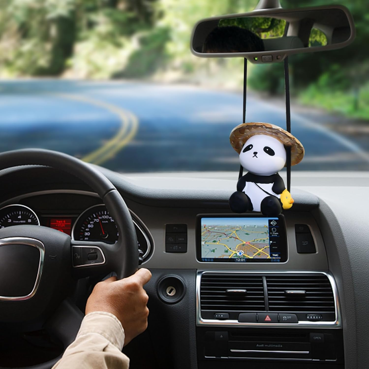 Juxtapiq Funny Swinging Panda Car Hanging Ornament, Car Interior Accessory, Rearview Mirror Decoration, General Use/Gift image number 5