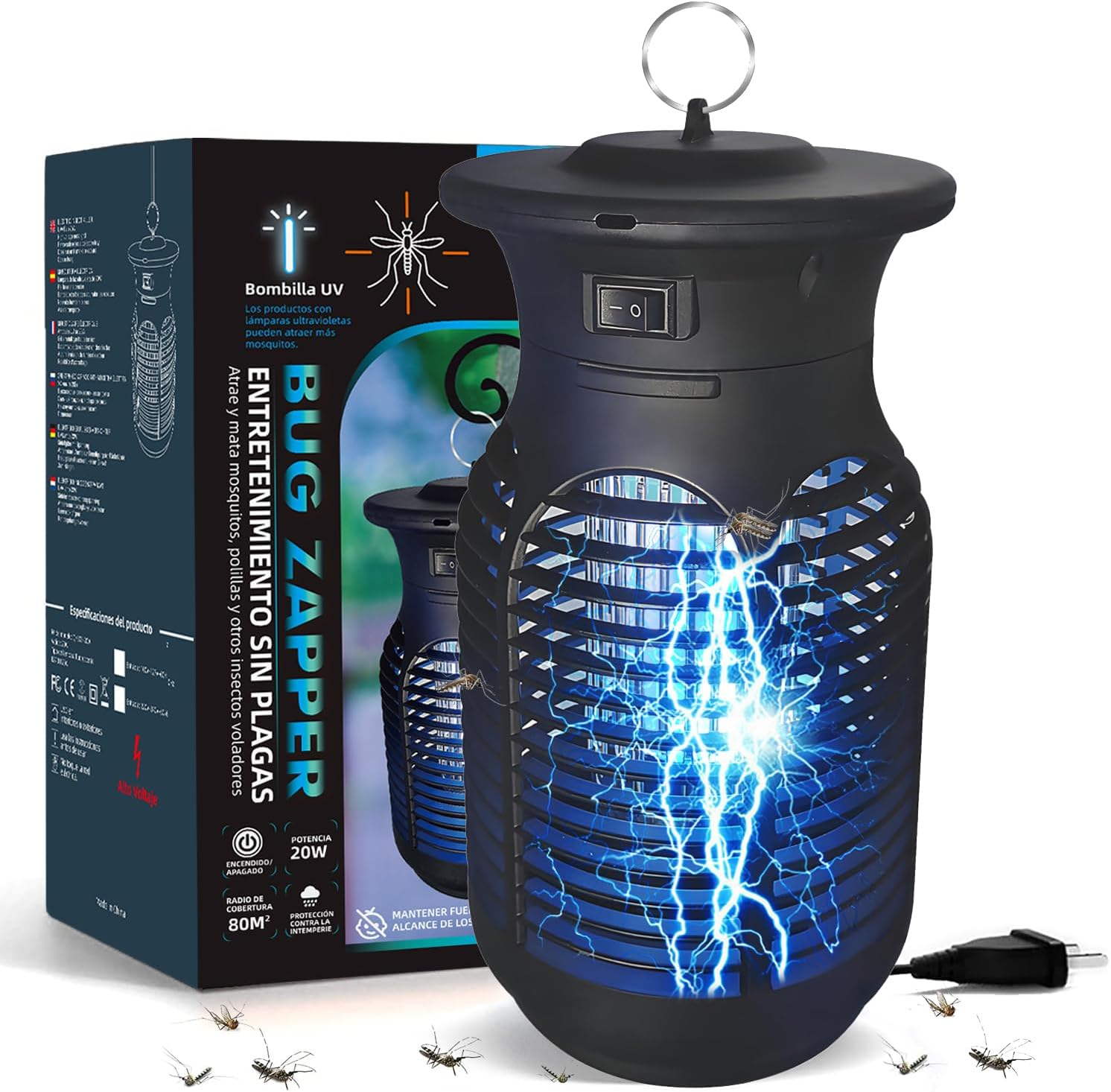 20W Bug Zapper, Electric Mosquito Zapper with High-Intensity UV Light, Waterproof Fly Zapper & Mozzie Zapper, Chemical-Free Insect Trap for Indoor Bedrooms, Outdoor Patios, Gardens, Cafes image number 3