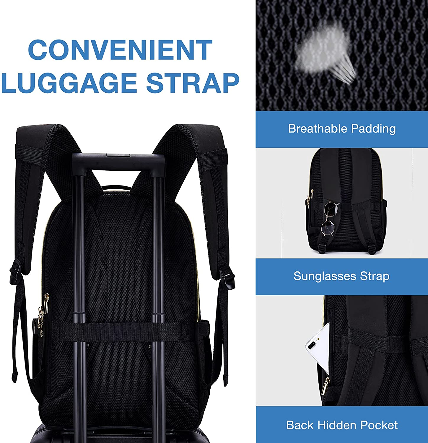 BAGSMART 15.6 Inches Laptop Backpack Stylish Fashion Backpacks Waterproof Travel School Bag for Business, Travel