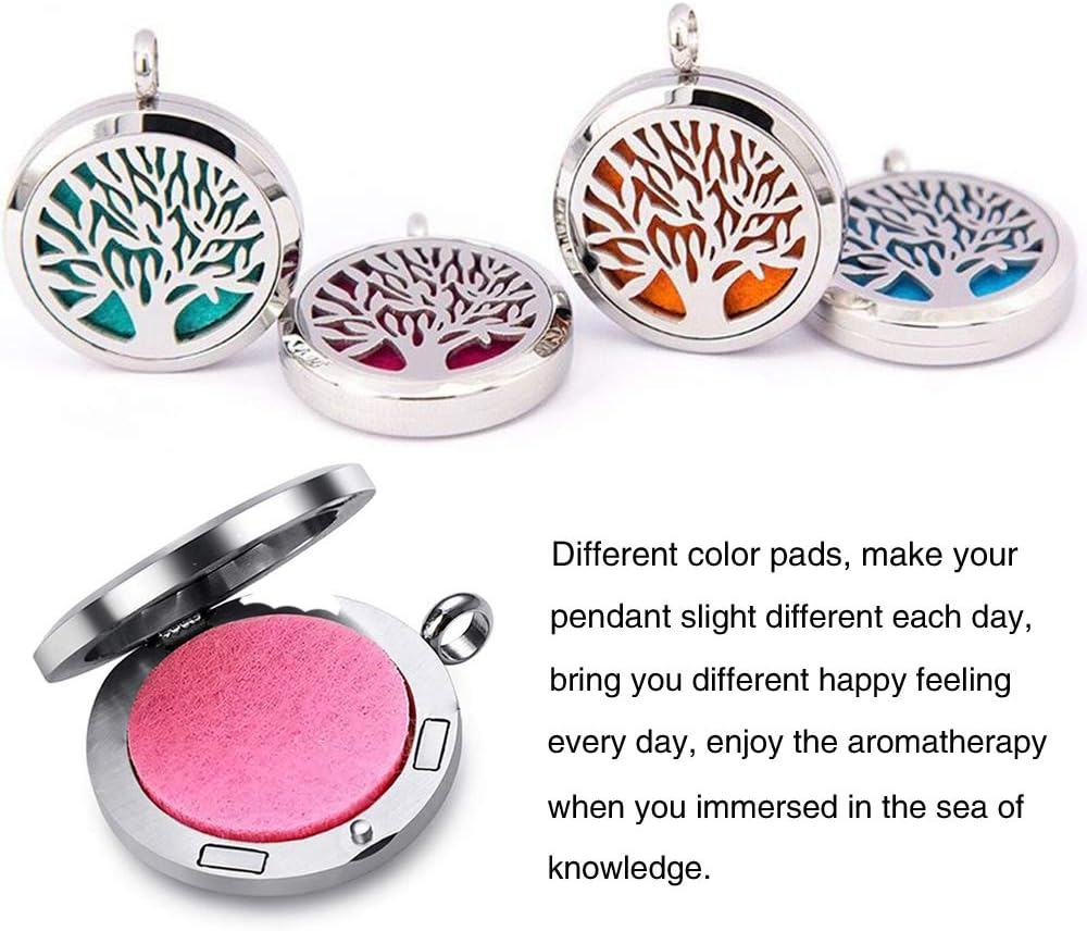 Aromatherapy Essential Oil Diffuser Necklace 316L Stainless Steel Locket Pendant with 24 Inch Chain image number 2