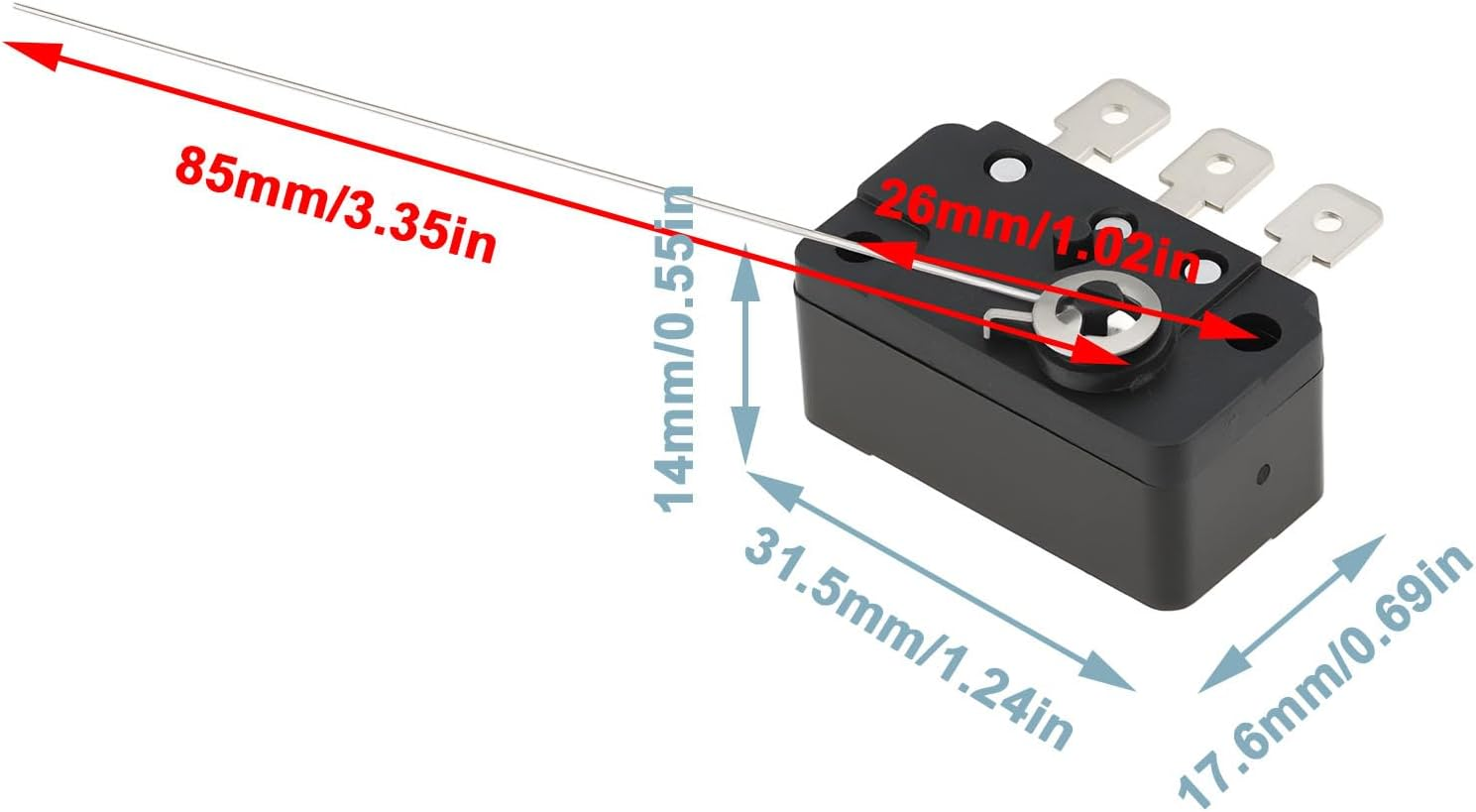 Emagtech 5 Pcs 3 Pin Long Hinge Micro Switch 4.8Mm Fit for Arcade Game Machines That Require Coin Insertion image number 3