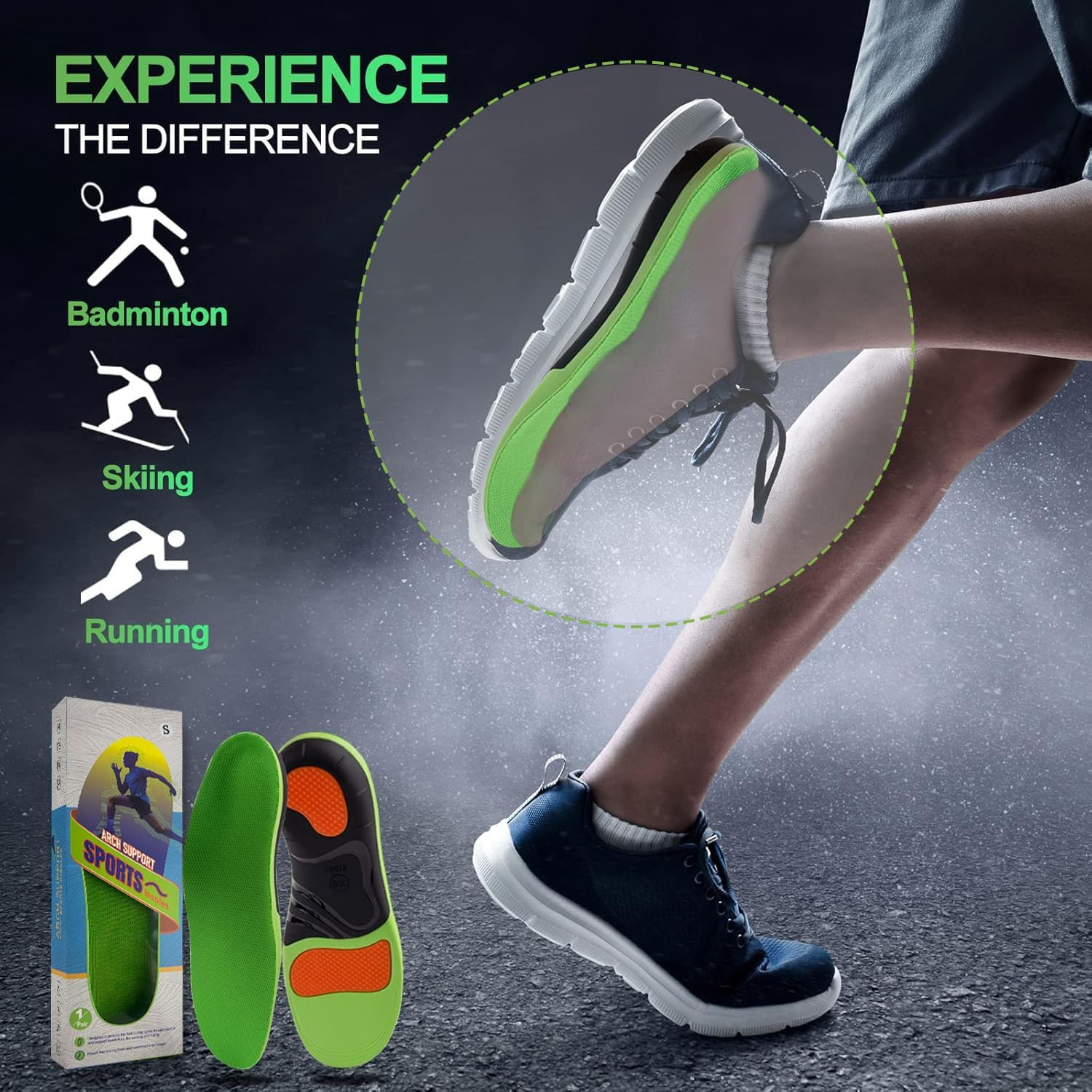 NHEWMAS Plantar Fasciitis Insoles for Men Women, Arch Support Pain Relief Orthotics, Flat Feet Orthotic Insert, Work Boot Insoles for Standing All Day (L: EU 43-46) image number 5