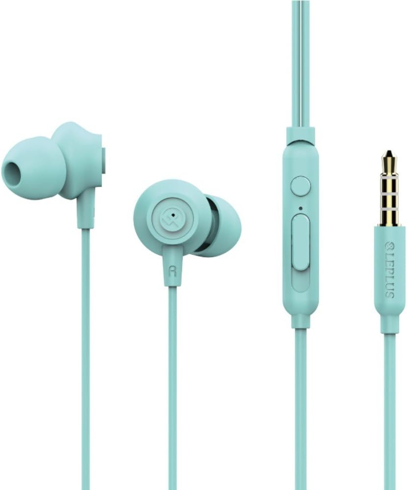 Iphone LP-MEP07BL Smartphone Earphones (Volume/Microphone Included) Extreme Sound Range Plain Blue