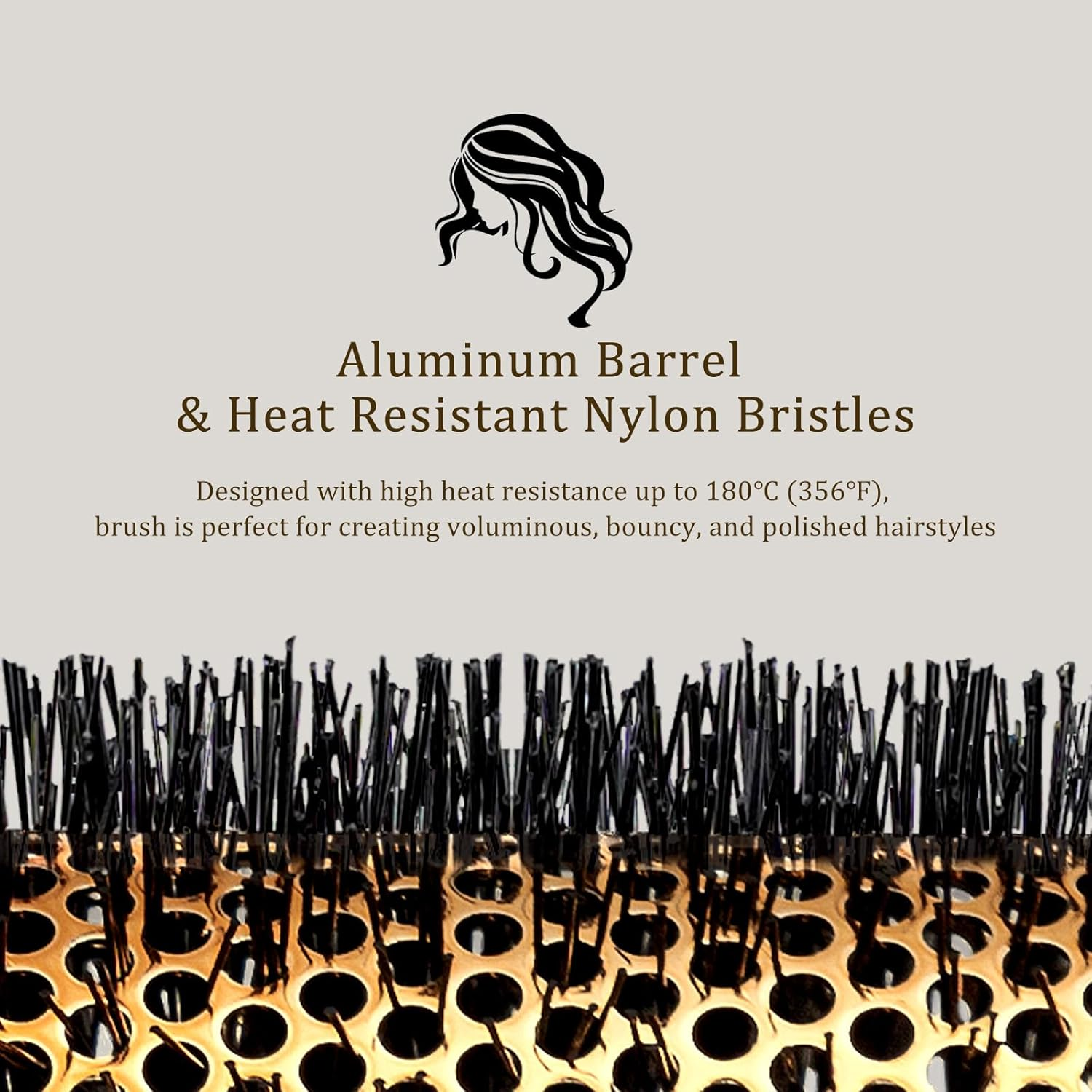 Small round Hair Brush for Short Hair, Aluminum Roller Brush for Blow Drying, Salon Hairbrushes for Women Curly and Straight Hair - 1.3 Inch Barrel, 1.9 Inch with Bristles image number 6