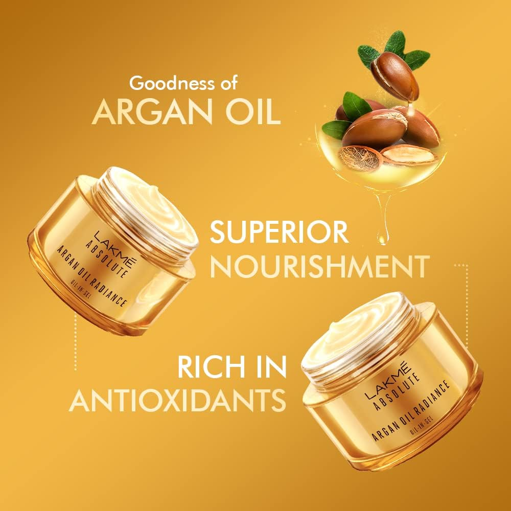 Lakme Absolute Argan Oil Radiance Oil-In-Gel with Morrocan Argan Oil for Deep Nourishment, 50G image number 4
