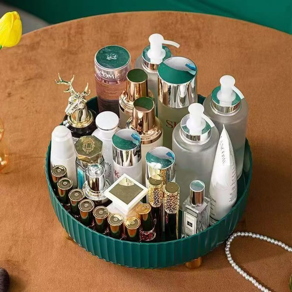 Hbluefat Lazy Susan Organizers, Turntable Makeup Perfume Organizer, 360&deg; Rotating Spice Rack Organisers, 10In Multifunctional Rotating Jewelry Storage Tray for Bathroom, Kitchen, Pantry (White) - White image number 3