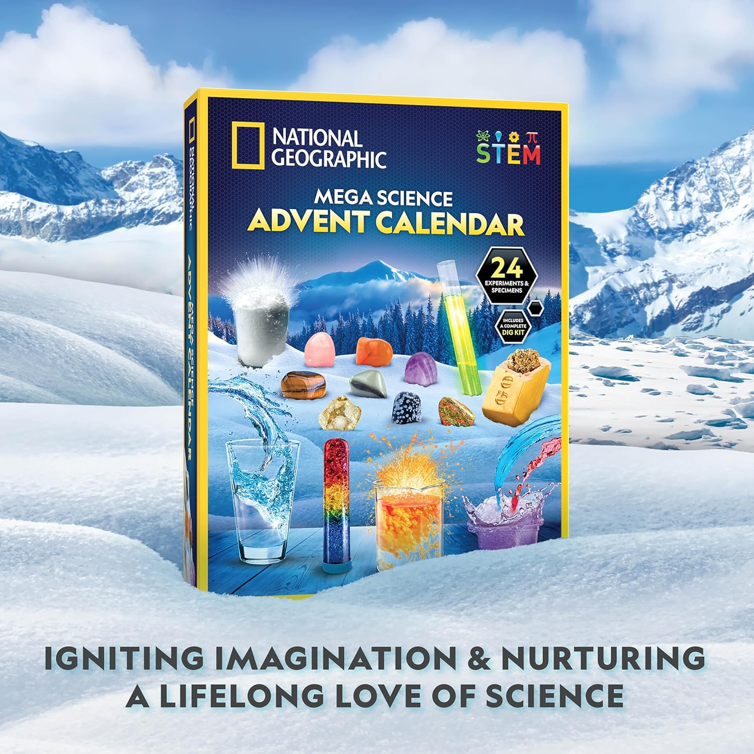 NATIONAL GEOGRAPHIC Science Advent Calendar 2023 &ndash; Jumbo Kids Advent Calendar with 24 Science Experiments, Rocks, Fossils, plus Storage Bag, Science Christmas Countdown Calendar, Mini Gemstone Dig Kit image number 2