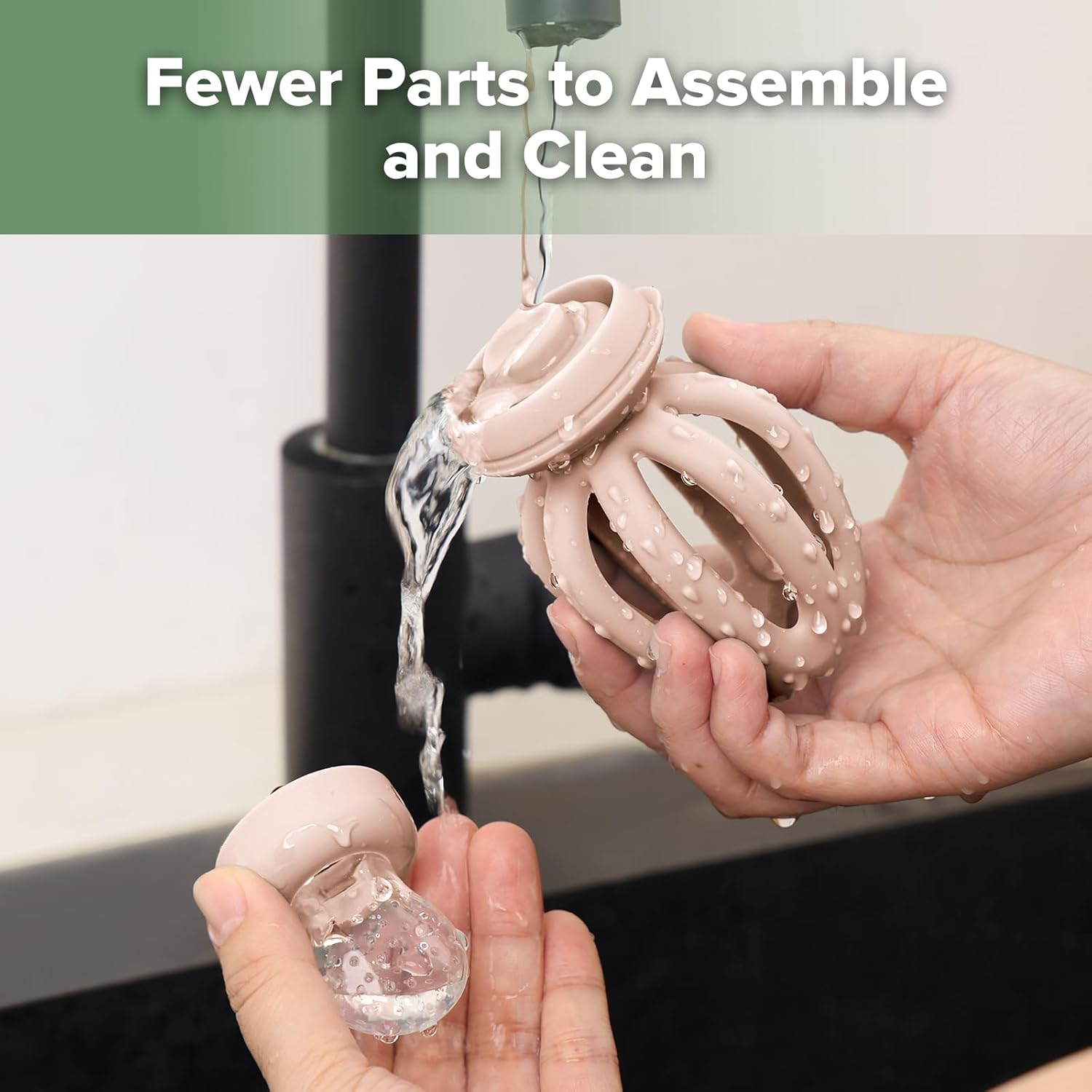 Haakaa Octopus Baby Fruit Food Feeder & Mini Freezer Nibble Tray Combo, Breastmilk Popsicle Molds for Cooling Relief, BPA Free Silicone Feeder for Safe Infant Self Feeding, 4 Month+ (Blush) - Mustard image number 4