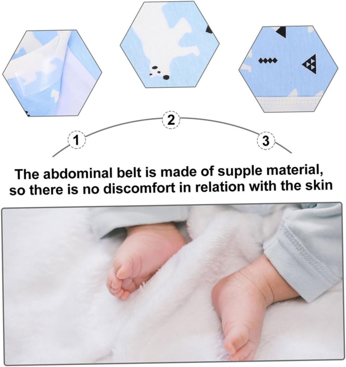 Infant Belly Wrap Newborn Belly Band Cotton Navel Cover Portable Cord Belt Soft Baby Supplies for Autumn Winter (Arctic Bear Blue, Size 80) image number 2
