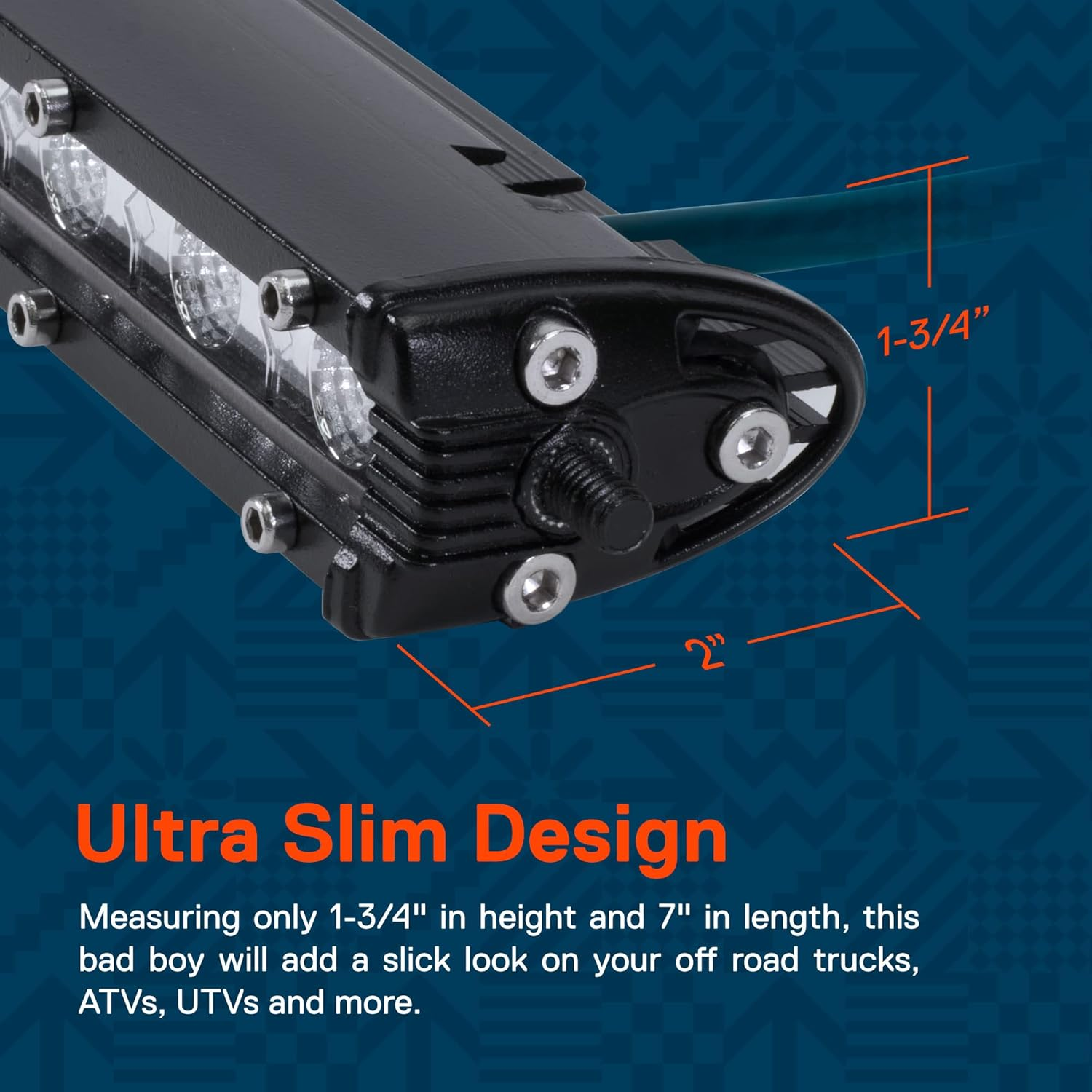 True Mods 2Pc 7" Ultra-Slim Single Row off Road LED Light Bar [1530Lm] [18W] [IP68 Waterproof] [12V - 24V] Fog/Driving/Work Lights for Trucks ATV Cars - 60 Degrees Flood Light image number 6