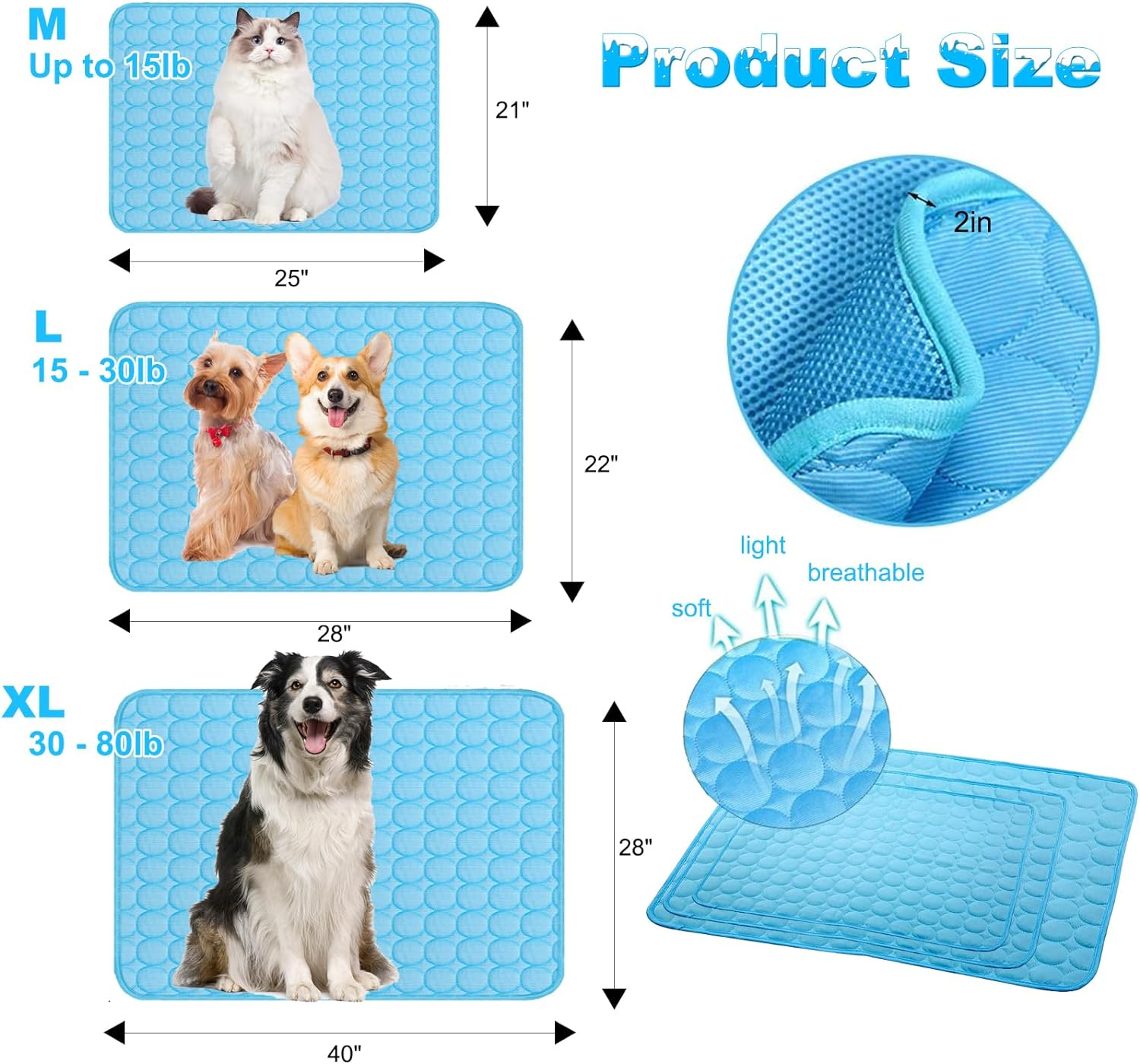Keplde Dog Cooling Mat,Pet Cooling Mats for Dogs Cats Ice Silk Cooling Pet Bed Summer Dog Cooling Mat Small Sleeping Cat Cooling Pad Mat for Pets, Kids and Adults- Machine Washable(21" X 25")