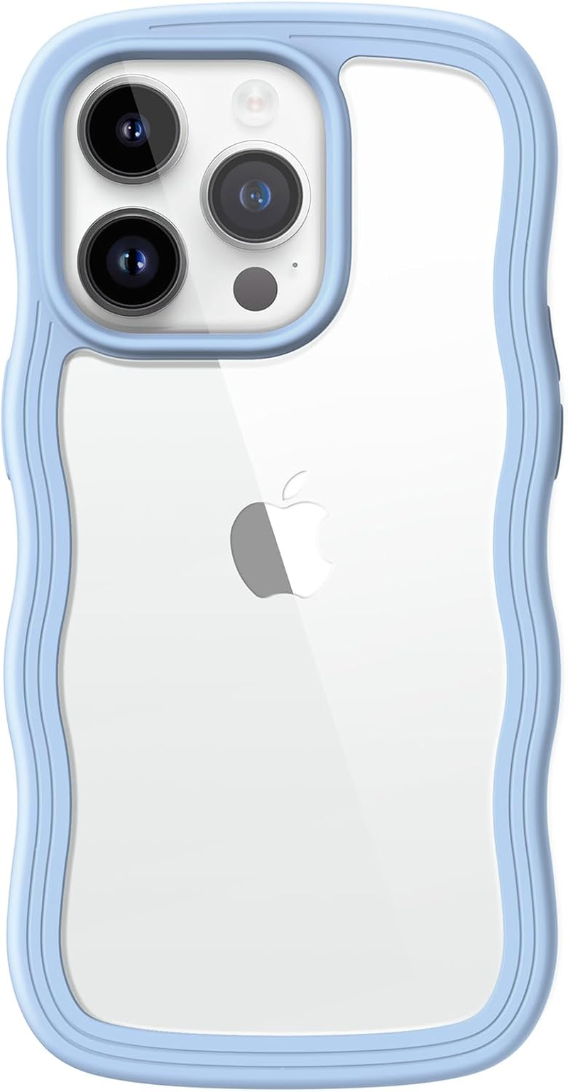 Jetech Wavy Case for Iphone 17 6.3-Inch, Cute Wave Frame Curly Shape Shockproof Phone Cover for Women and Girls, Clear Hard PC Back (Purple)