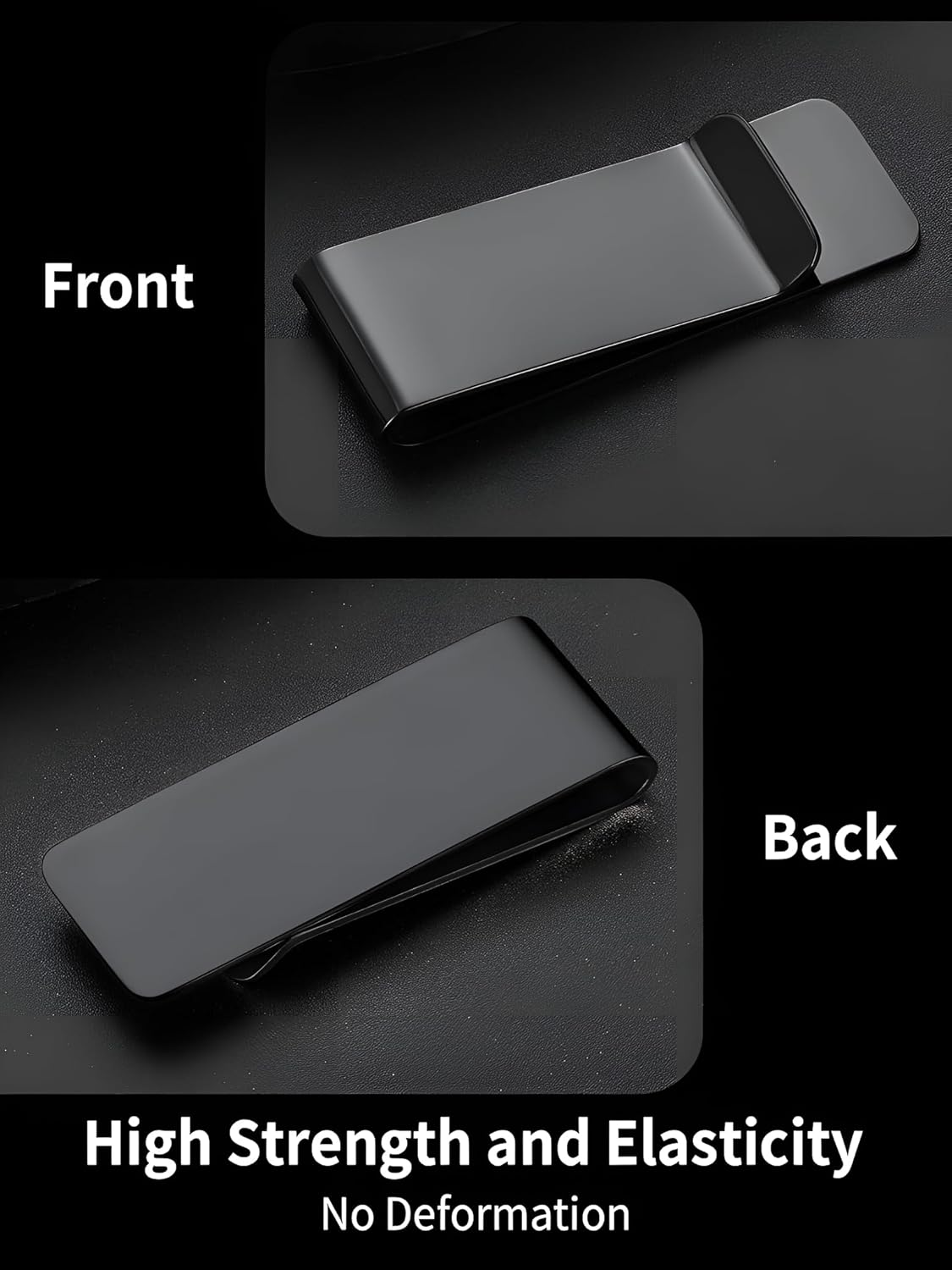 2PCS Stainless Steel Money Clip Silver Slim Cash Clip for Men, Credit Card Holder Metal Money Clips Minimalist Pocket Cash Wallet image number 2