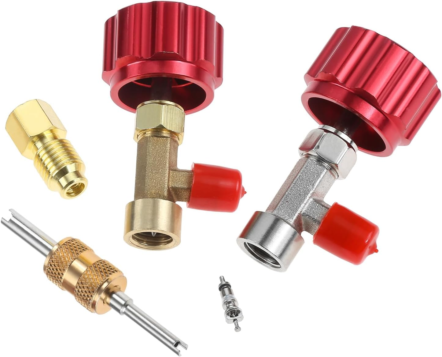 R134A Can Tap, Self Sealing R134A Refrigerant Dispenser with 1/2" Acme 1/4" SAE Adapter, R134A Self Sealing Can Tap and Puncture AC Freon Can 134A Adapter Fittings for AC System Red image number 2