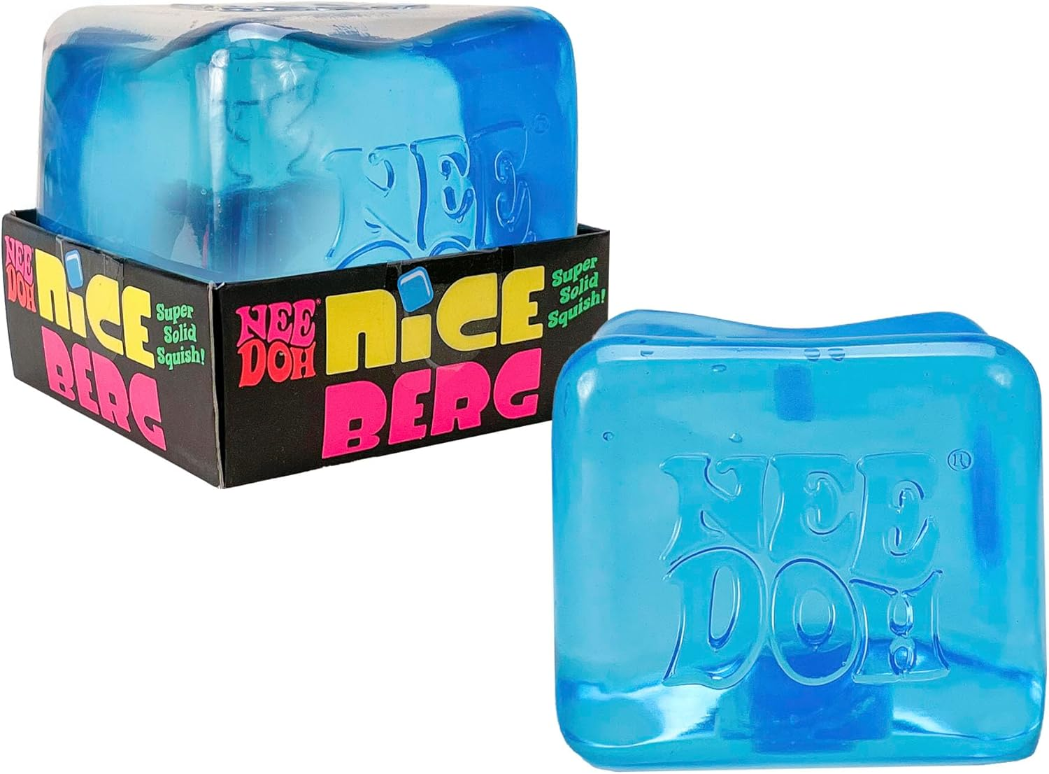 Needoh Niceberg - Sensory Squeeze Toy with Super Solid Squish, Giant 3.25" Blue Nice Cube (Pack of 1) image number 4