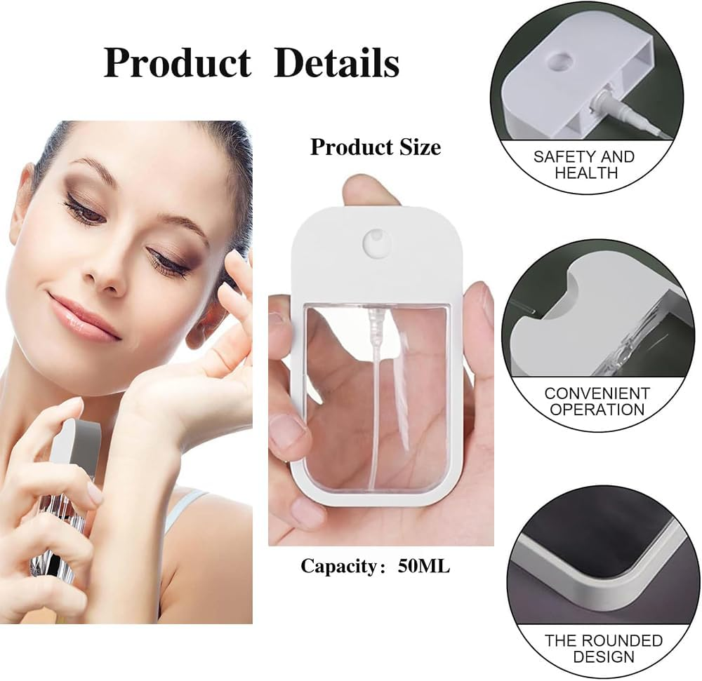 6 Pack 45ML Portable Refillable Card Spray Bottle Slim Design Cosmetic Atomizer Portable PP Moisturizing Sprayer Box,Used for Essential Oil Disinfectant Alcohol Makeup Toner Air Freshener(White）