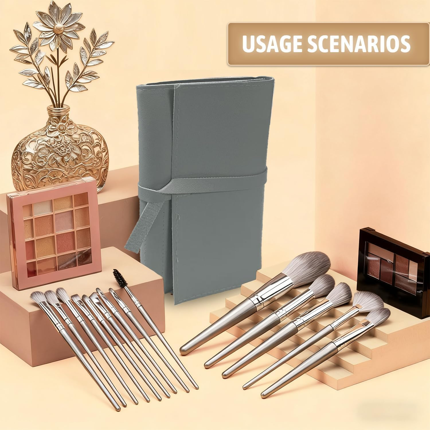 Makeup Brushes, 13Pcs Makeup Brush Set Premium Synthetic Foundation Brush Face Contour Brush Blending Face Powder Blush Concealers Brush Make up Brushes Set (Grey) image number 6