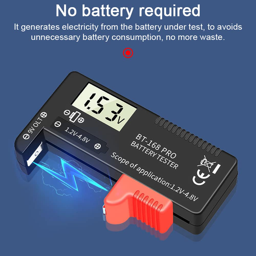 Digital Display Universal Battery Tester - Portable Battery Capacity Indicator - Practical Battery Level Checker - Voltage Meter - Electric Quality Monitor Detector for 9V, 1.2V-4.8V Batteries image number 4
