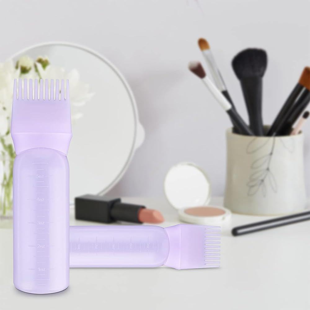 3Pcs Root Comb Applicator Bottle 6 Ounce Hair Oil Applicator, Applicator for Hair Dye with Graduated Scale (3Pack) image number 3