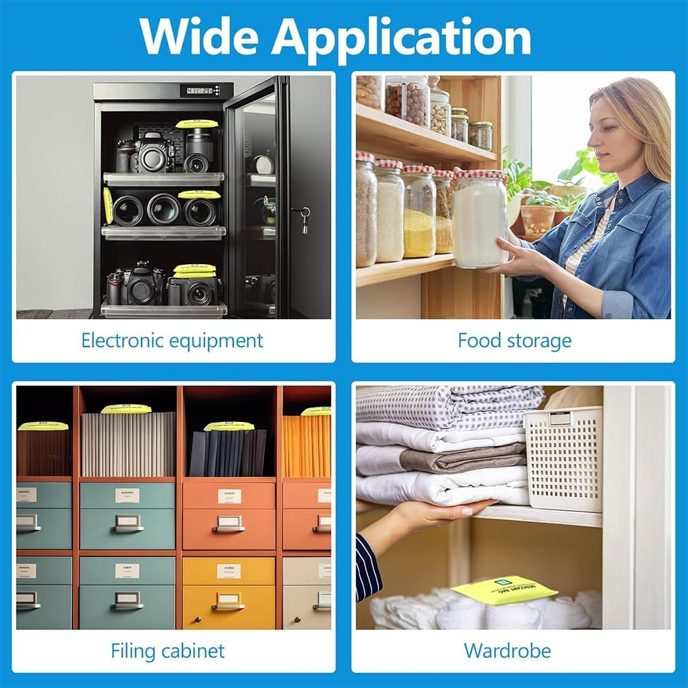 4 Packs 200G Silica Gel Desiccant Moisture Absorbing Bag for Storage Bin, Reusable, Eliminates Moisture in Humid Conditions,Purifying the Air and Removing Formaldehyde, Will Change Color image number 2