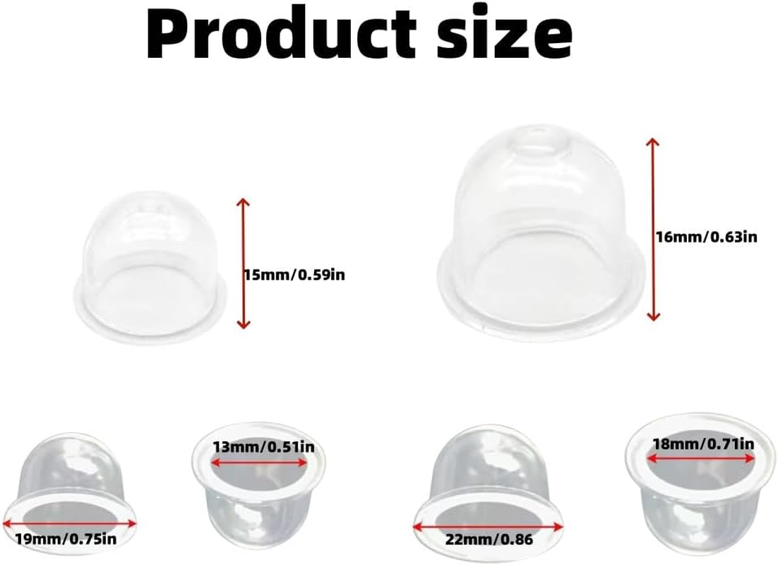 20 Primary Light Bulbs 19Mm / 22Mm Chain Saw Trimmer Lawn Mower Carburetor Oil Cup Primer Light Bulb Fuel Pump for Chainsaw Brush Cutting Grass Parts. image number 1